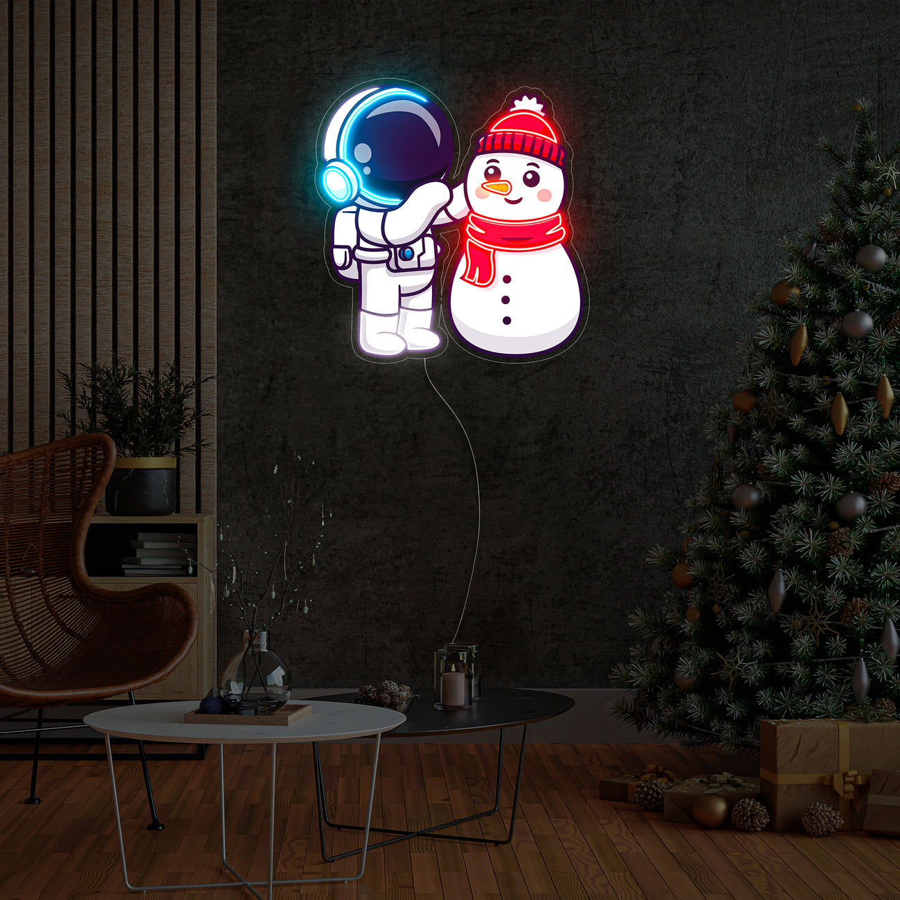 Astronaut Snowman Christmas Led Neon Acrylic Artwork