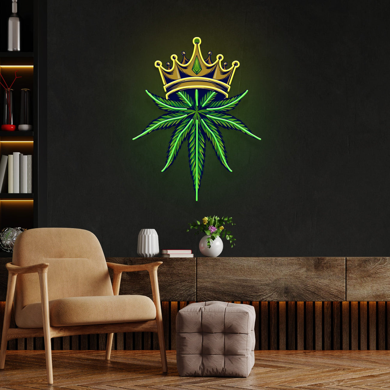 Custom King Marijuana or Weed Logo Artwork Led Neon Sign Light