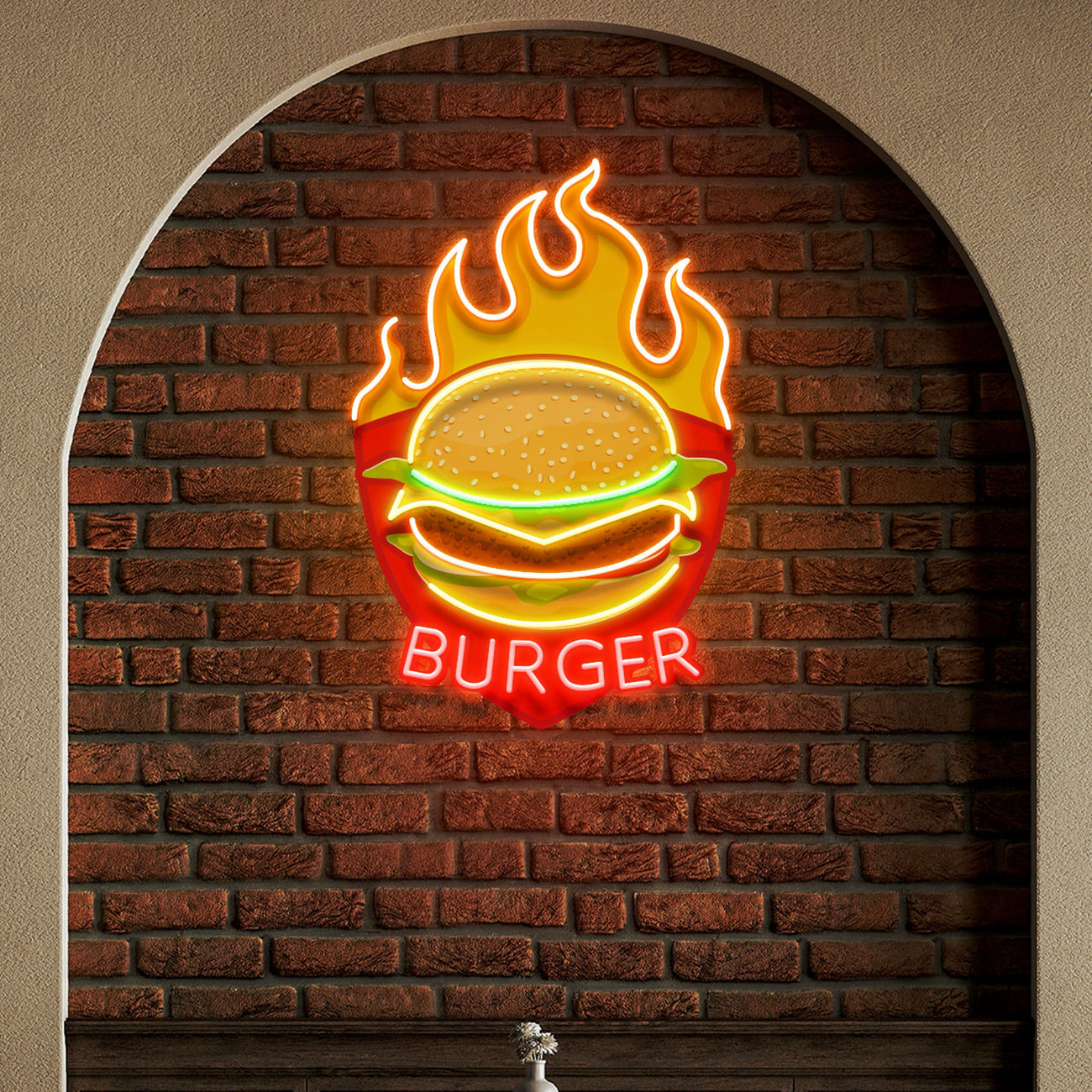 Custom Food Burger Led Neon Sign Light