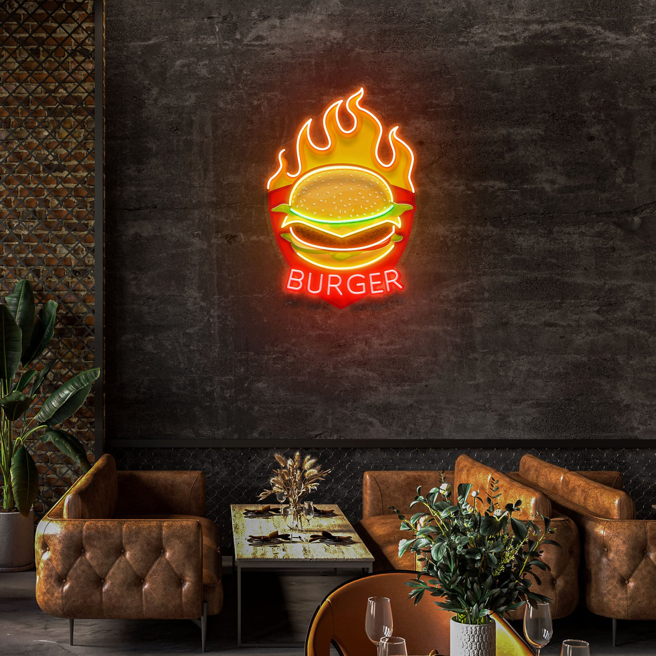 Custom Food Burger Led Neon Sign Light
