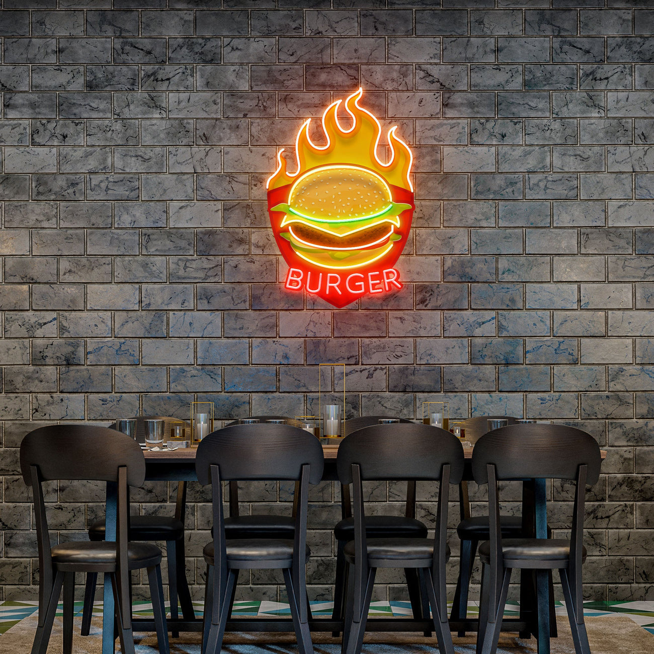 Custom Food Burger Led Neon Sign Light