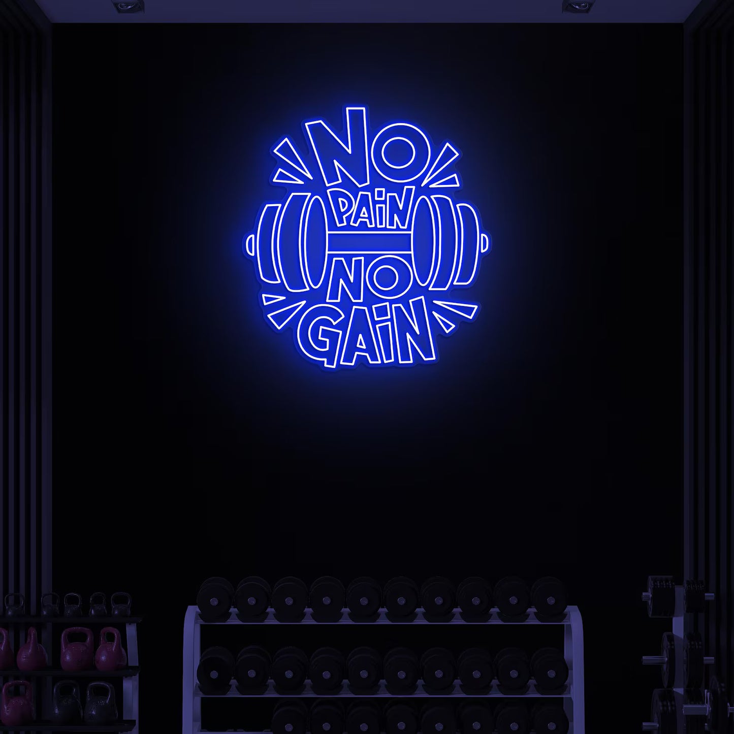 No Pain No gain with Dumbell neon Sign