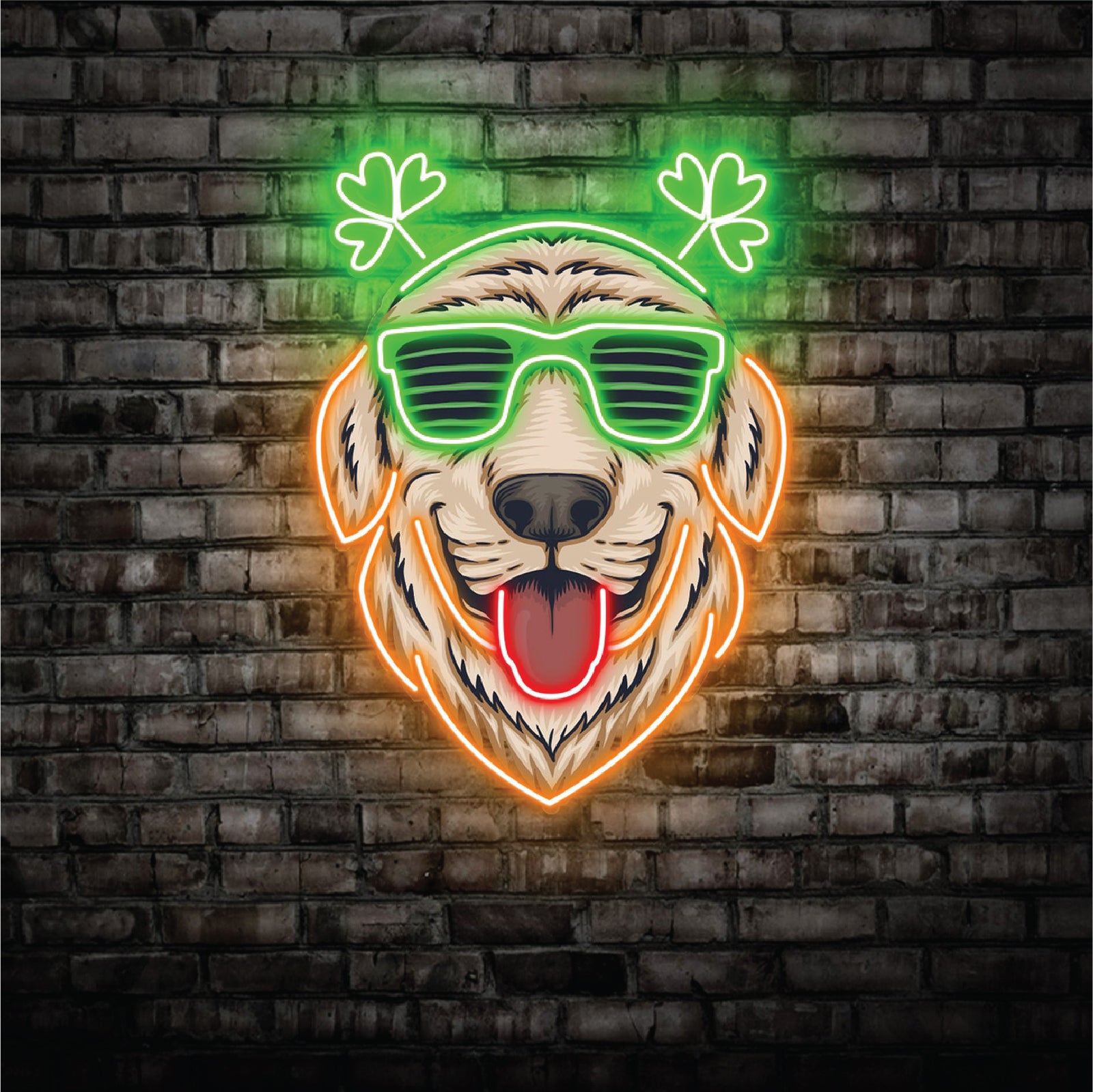 Dog Wearing Glasses and Smile Led Neon Acrylic Artwork
