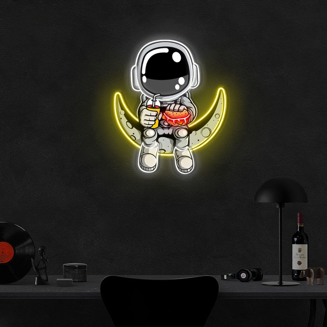 "Astronaut Hamburger" Neon x Acrylic Artwork - The MB Store