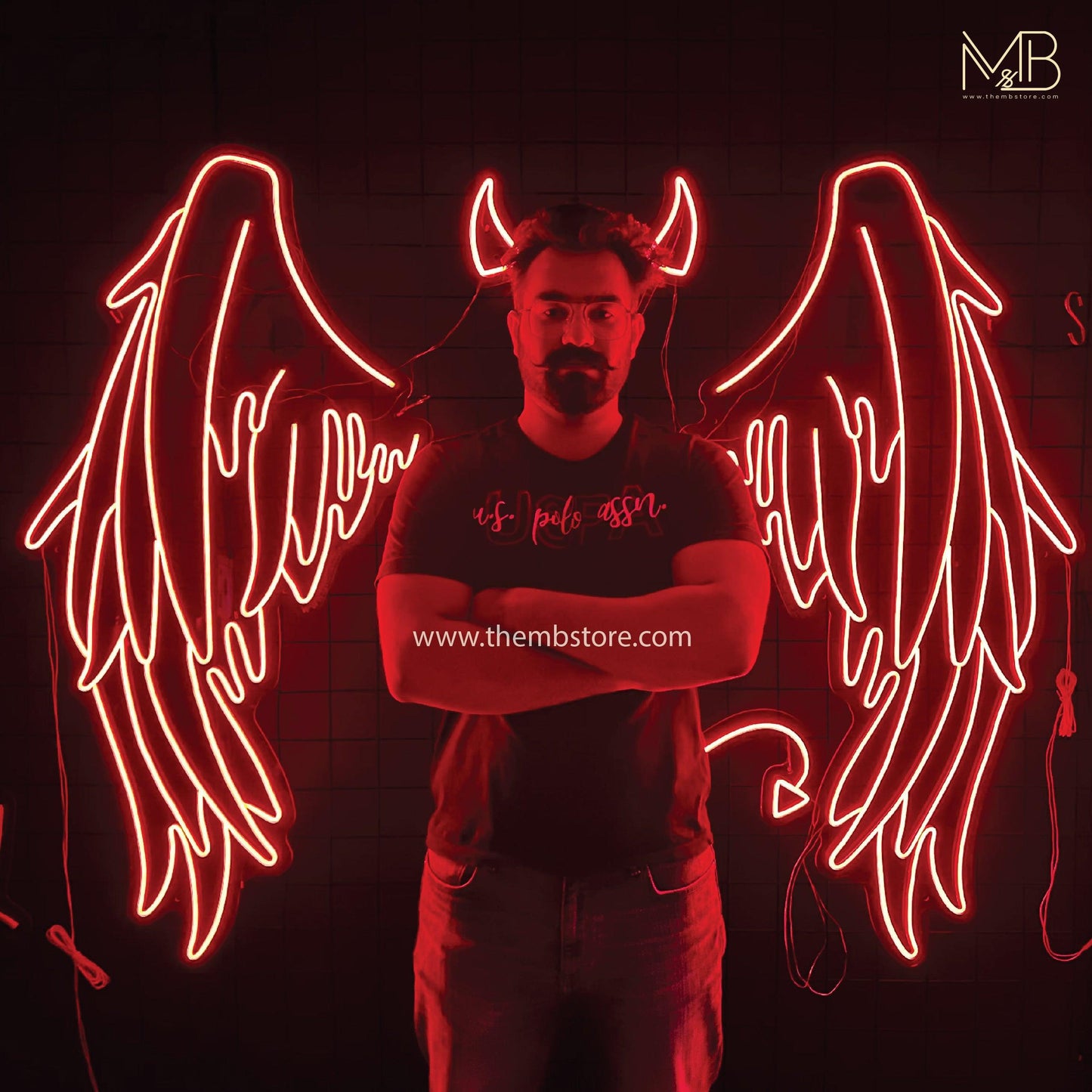 Devil Neon Wings 48 x 48 inches - Makkar & Brothers