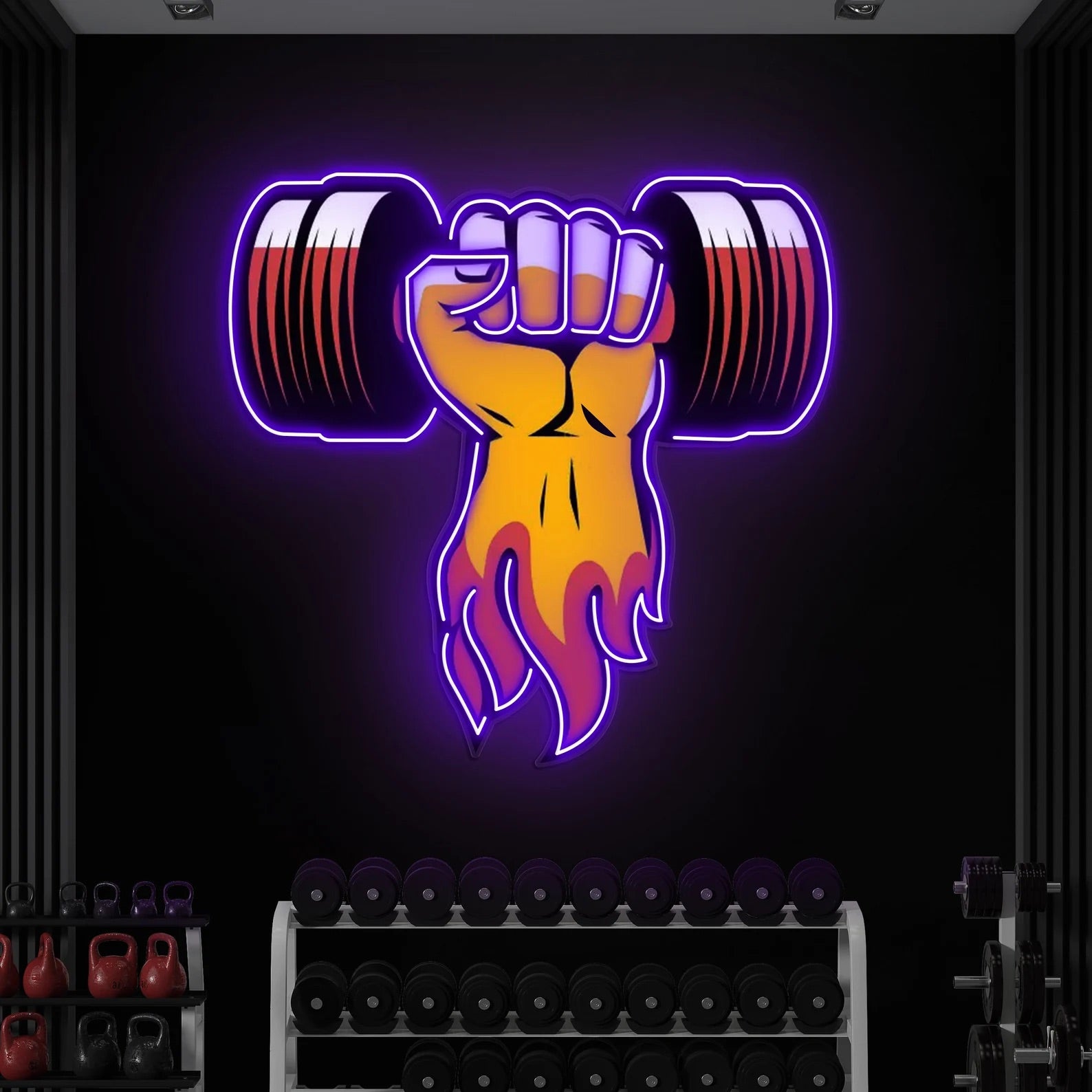 Arm with Dumbbell Neon Light Popart