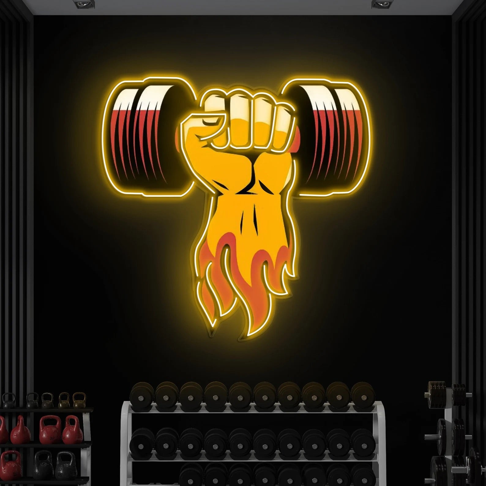 Arm with Dumbbell Neon Light Popart