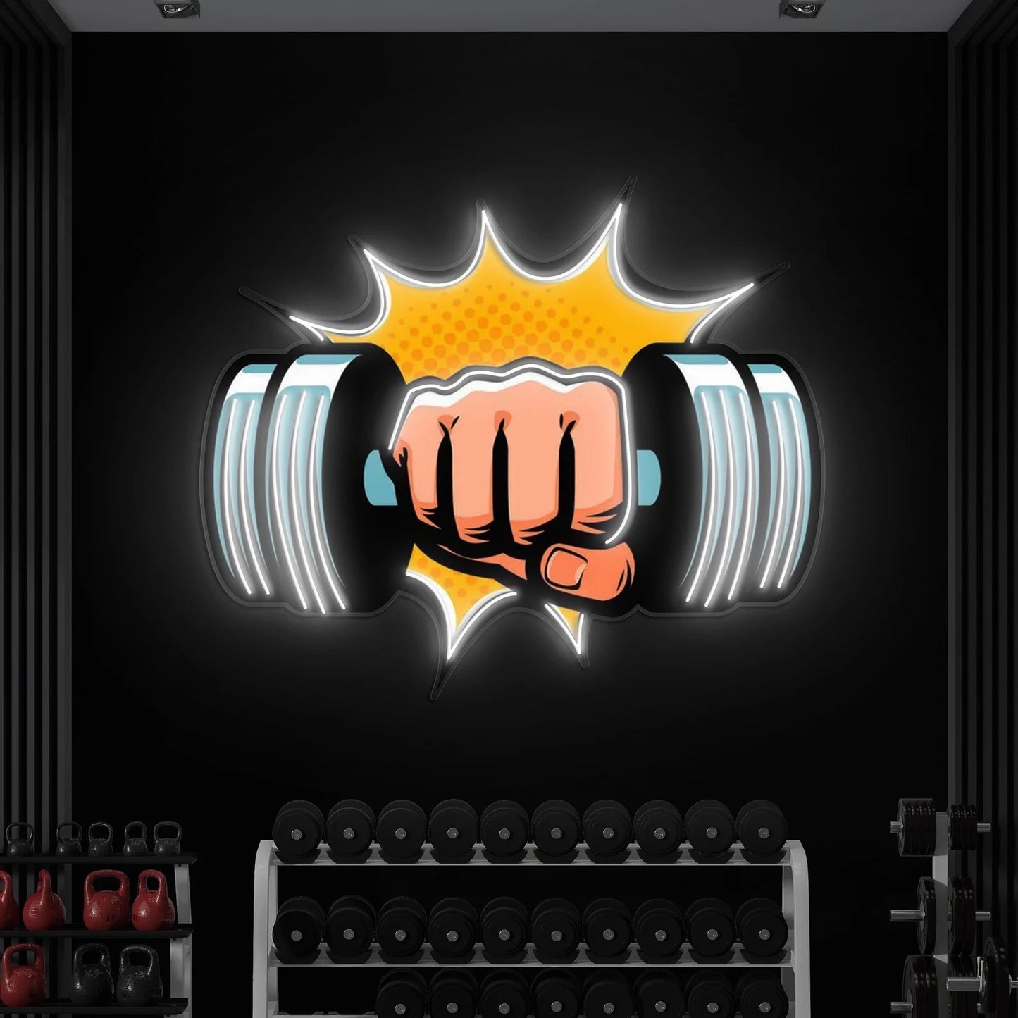 Arm with Dumbbell Neon Pop Art