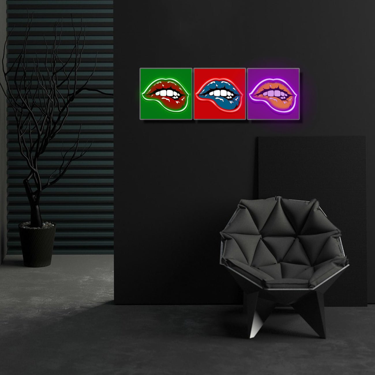 "Pop Art Lips" Neon x Acrylic Artwork - The MB Store