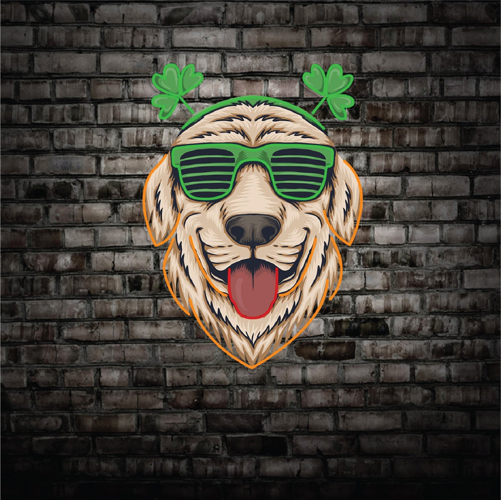 Dog Wearing Glasses and Smile Led Neon Acrylic Artwork