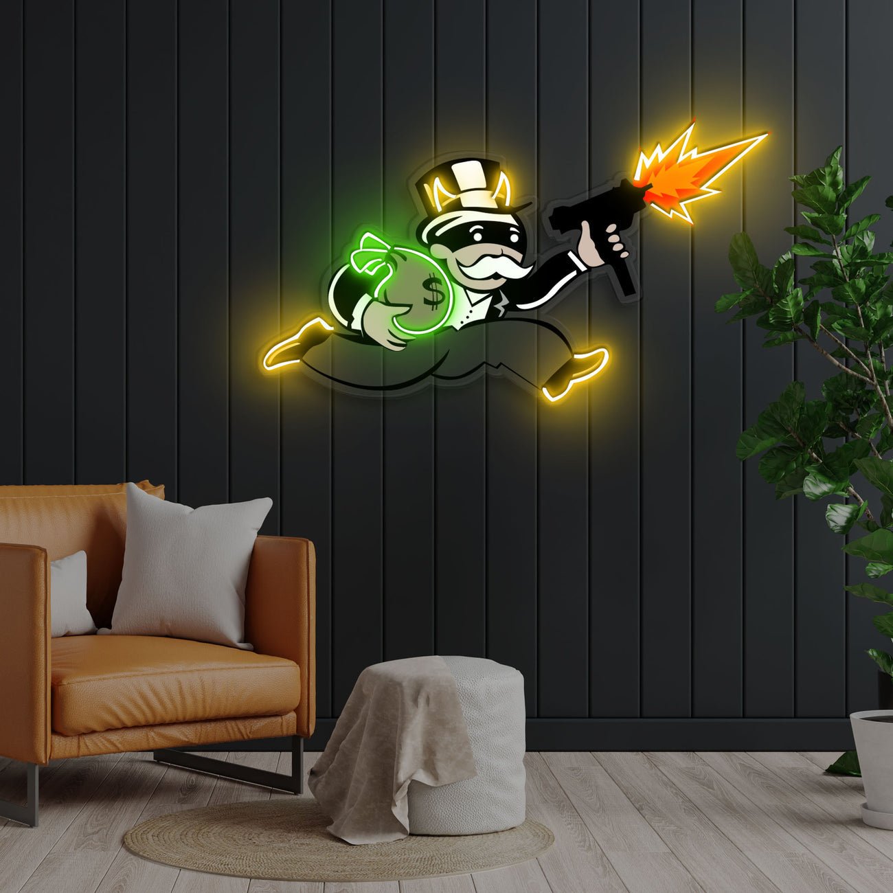 "Violent Monopoly Gun" Neon x Acrylic Artwork - The MB Store