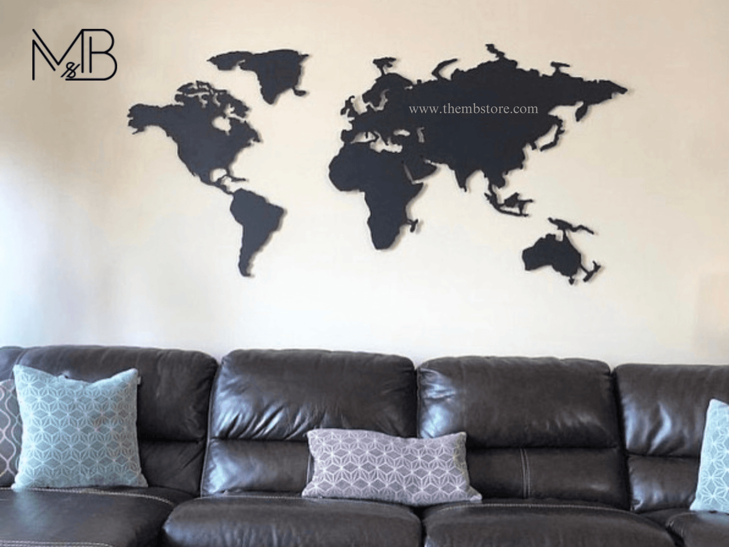 wooden world map wall art