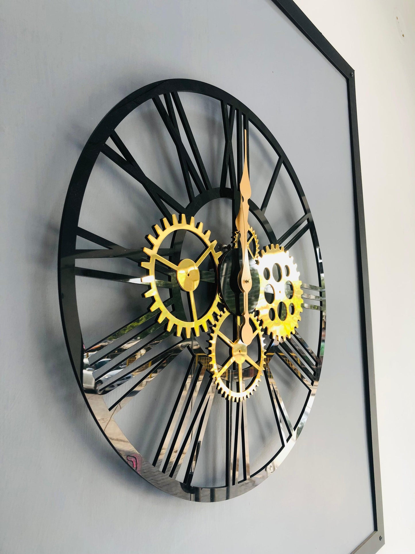 Golden Black Mirror Clock - Makkar & Brothers