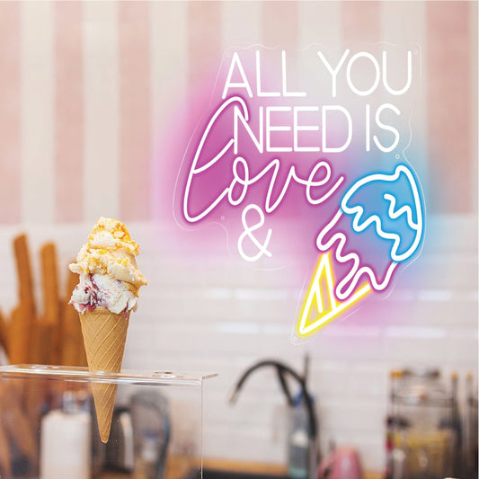 All You Need is Love and Icecream Neon SIgn