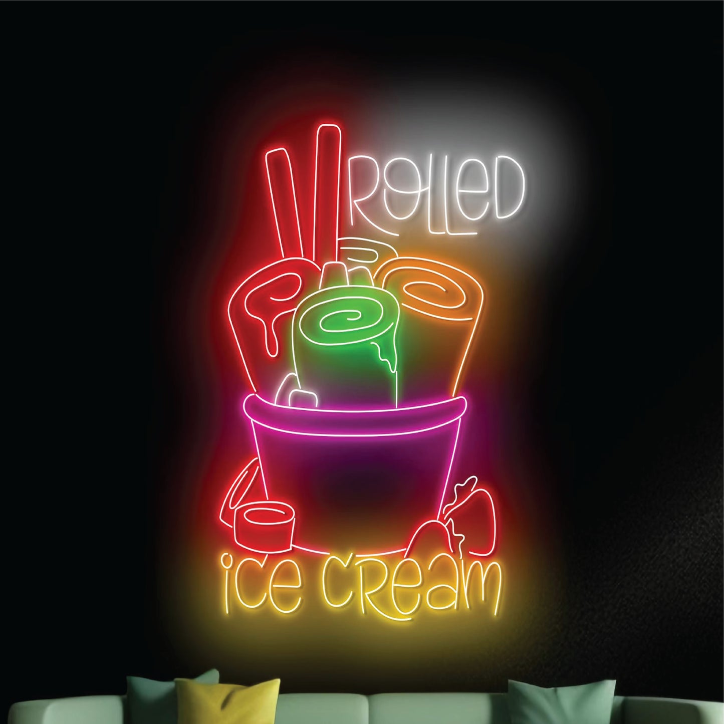 Ice Cream Roll Neon Sign