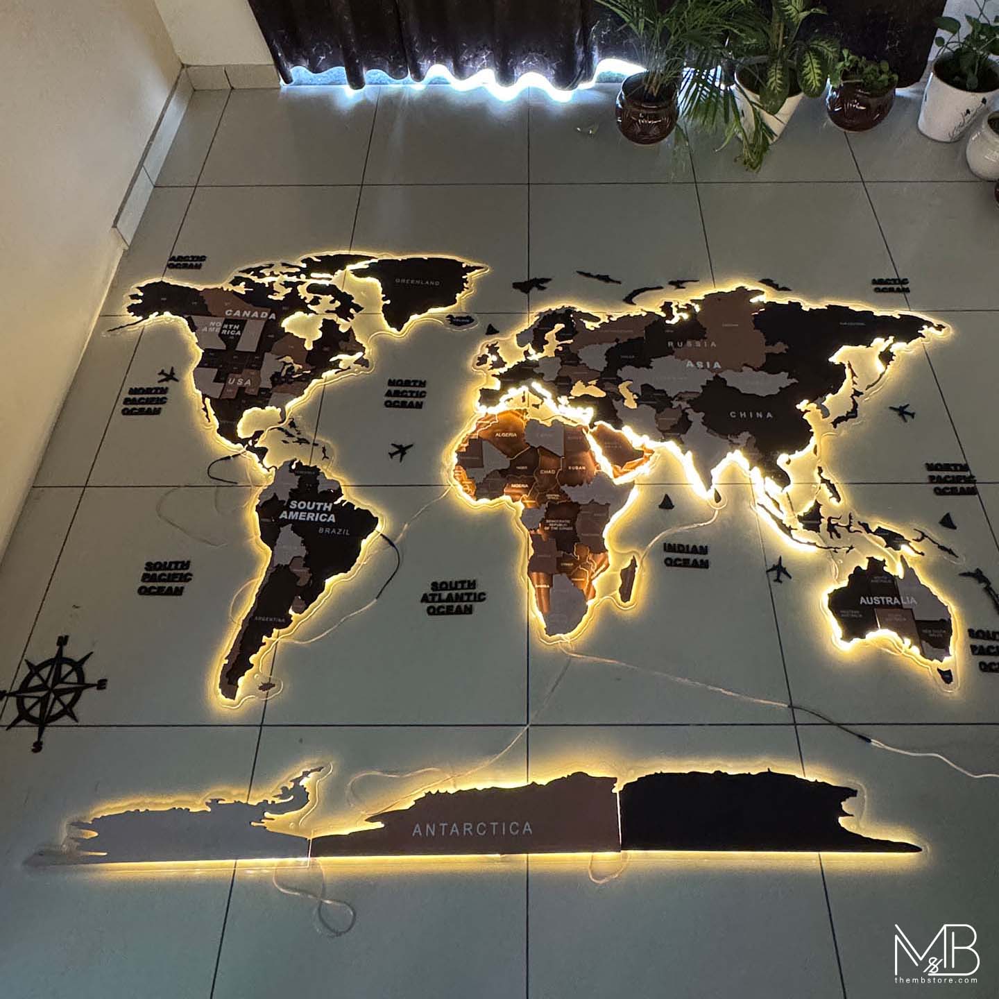 Premium 4-Layer Wooden & Acrylic World Map