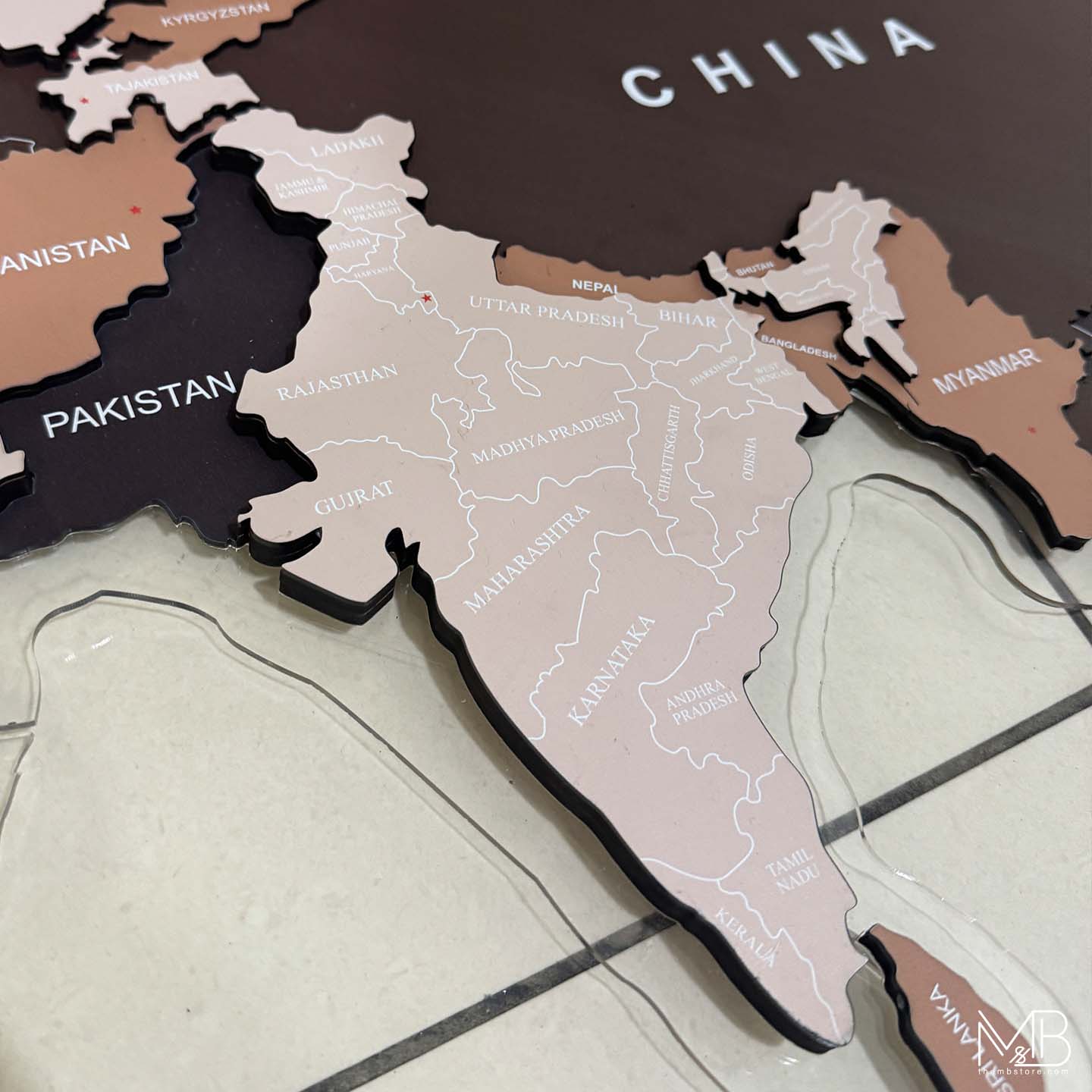 Premium 4-Layer Wooden & Acrylic World Map