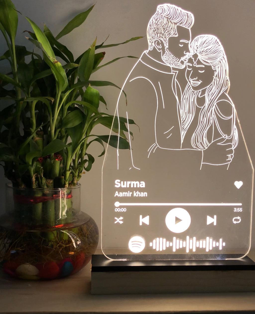 3D Illusion LED Line Art Lamp with spotify song code - The MB Store