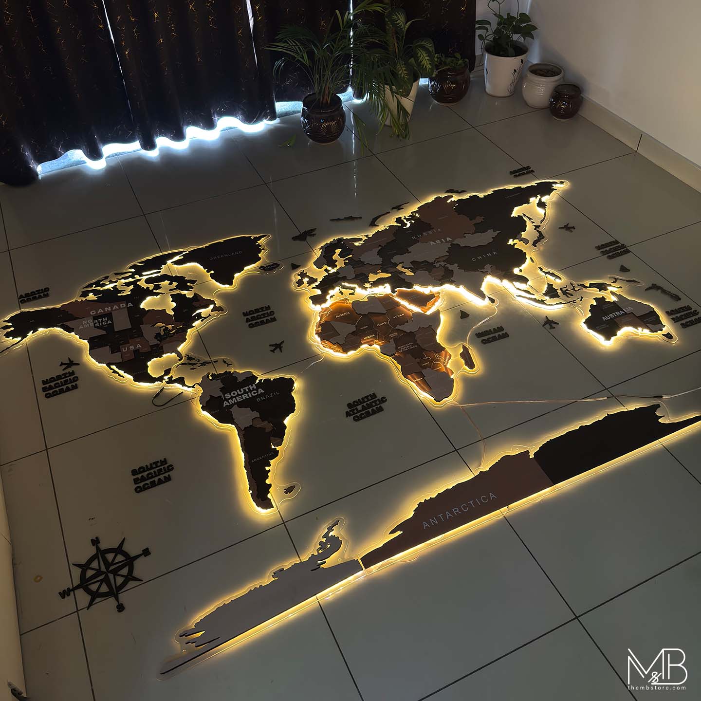 Premium 4-Layer Wooden & Acrylic World Map