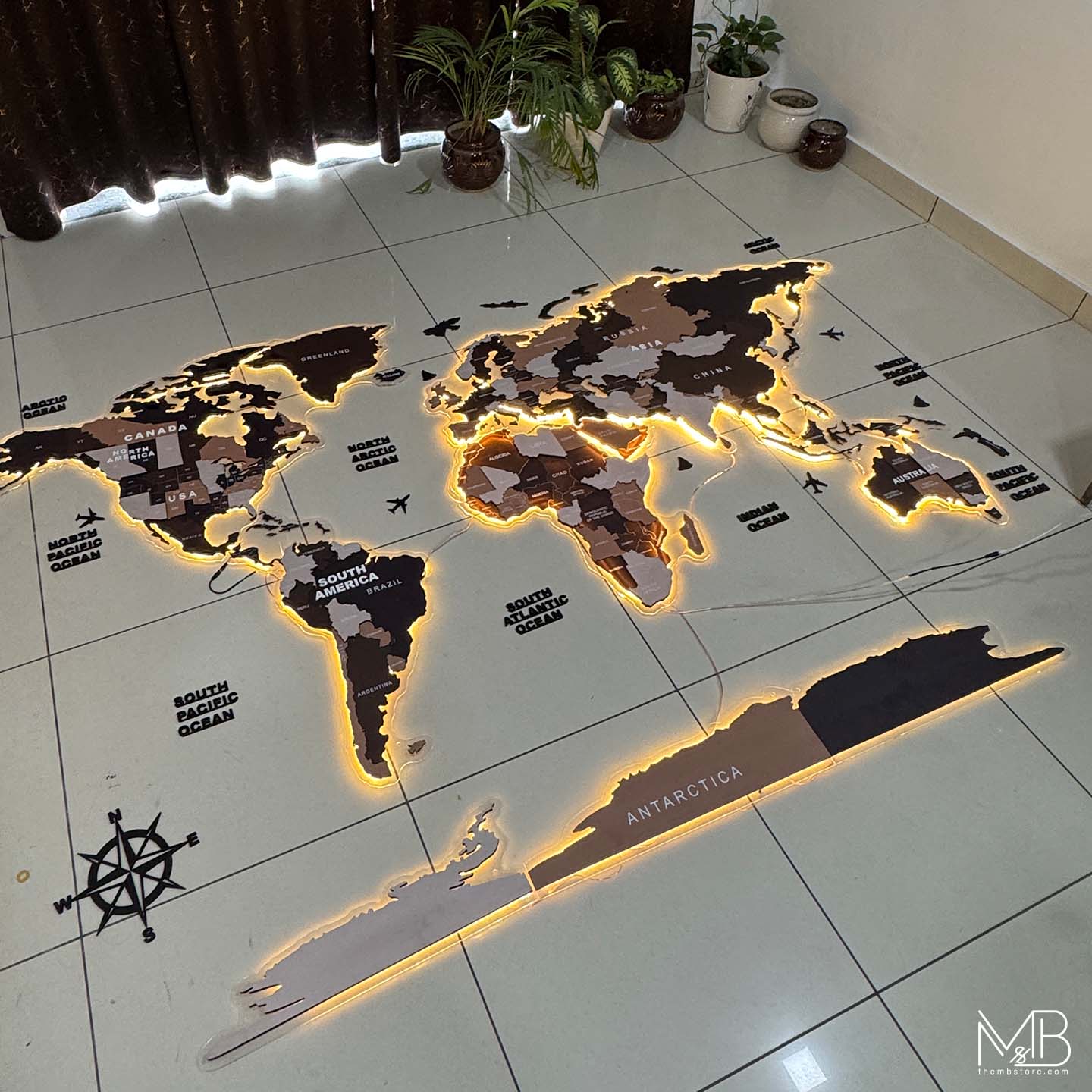 Premium 4-Layer Wooden & Acrylic World Map