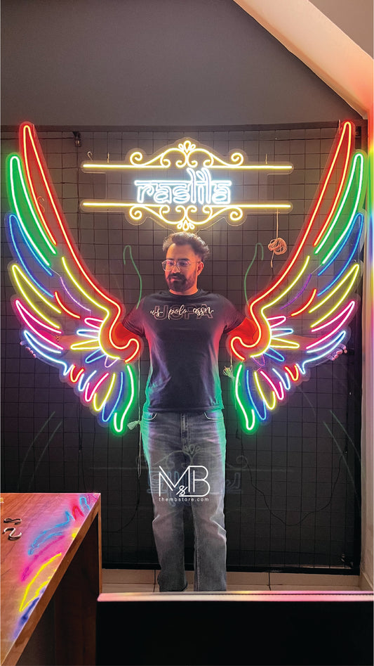 Multicolor Neon Wings 48 x 48 inches