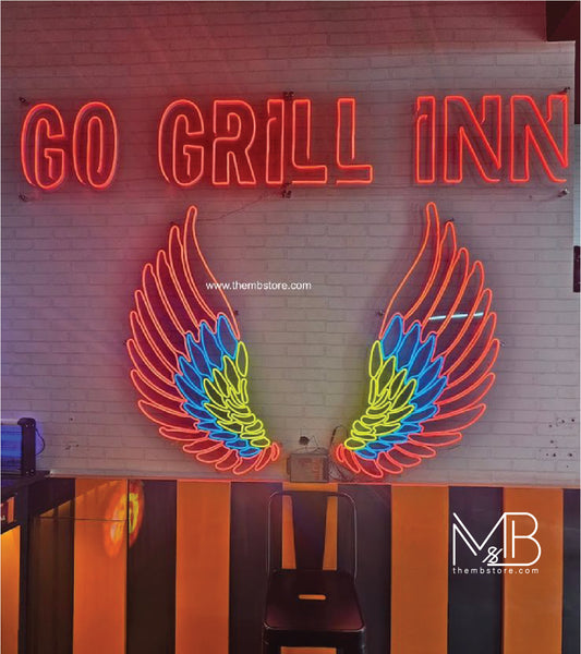 Tricolor Neon Wings / Multicolor Neon Wings 48 x 48 inches