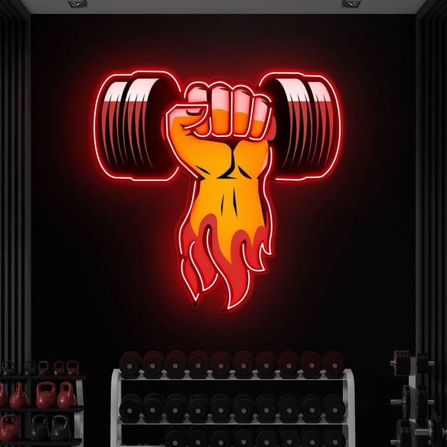 Arm with Dumbbell Neon Light Popart