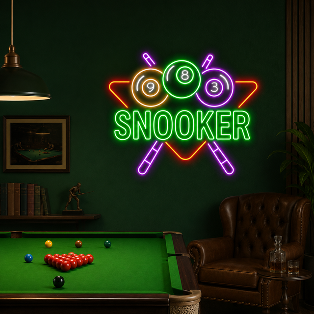 Snooker with Cue Neon Sign