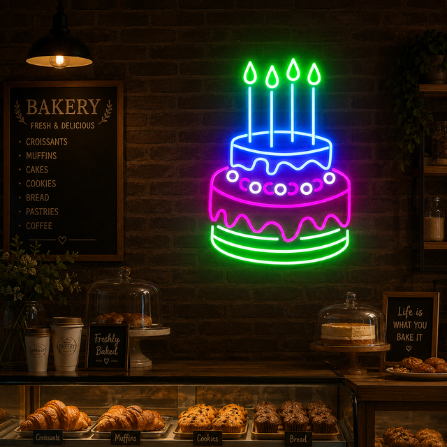 Birthday Cake Neon Sign