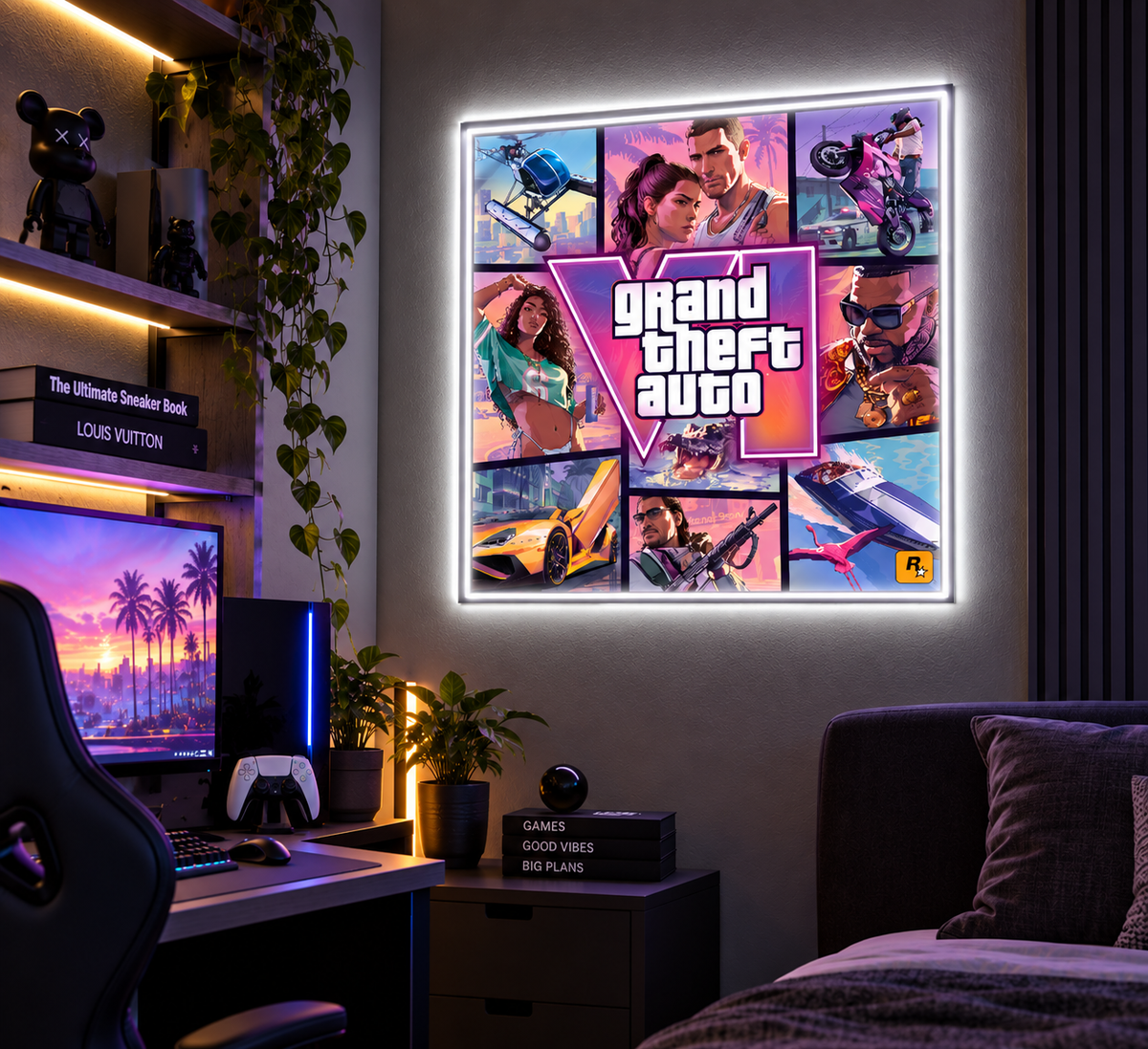 GTA 6 Gaming Room LED Wall Art | Grand Theft Auto Neon Sign