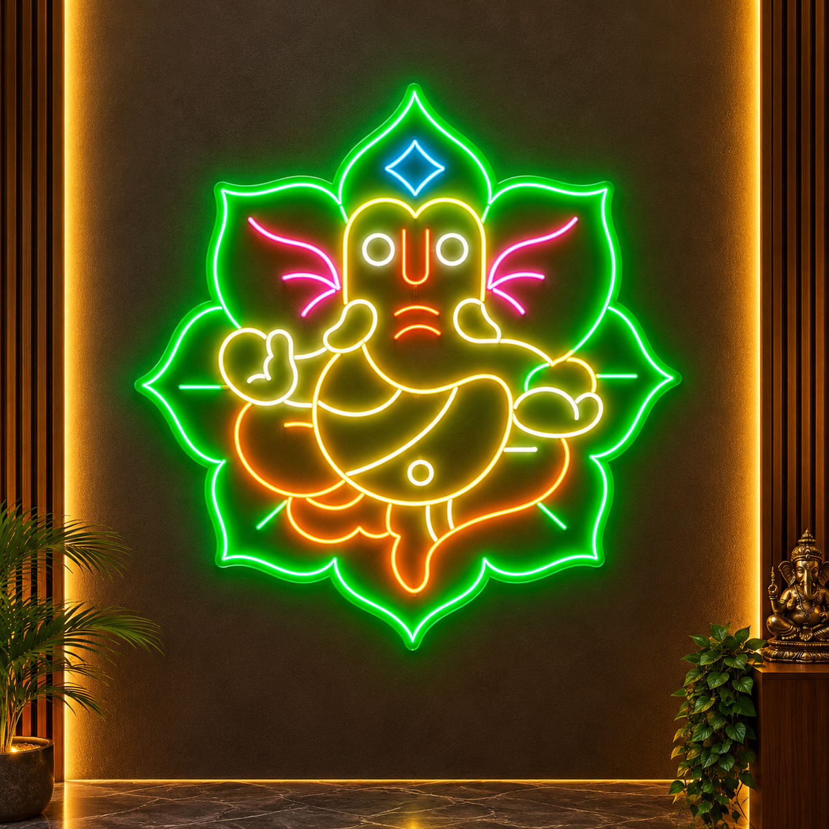 Lord Ganesha LED Neon Sign for Home Temple & Mandir Decor | The MB Store