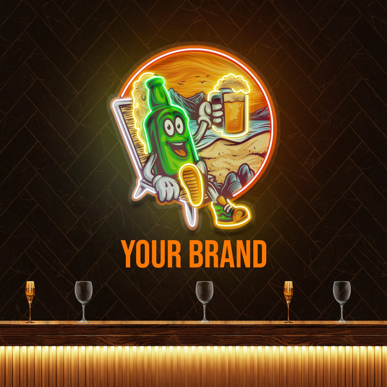 Custom Cute Summer Vintage Beer Bottle Decor Artwork Led Neon Sign Light