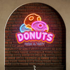Custom Name Fast Food Restaurant With Donut Led Neon Sign Light Artwork