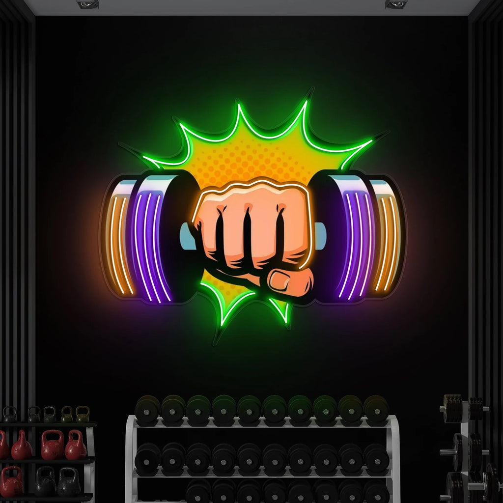 Arm with Dumbbell Neon Pop Art