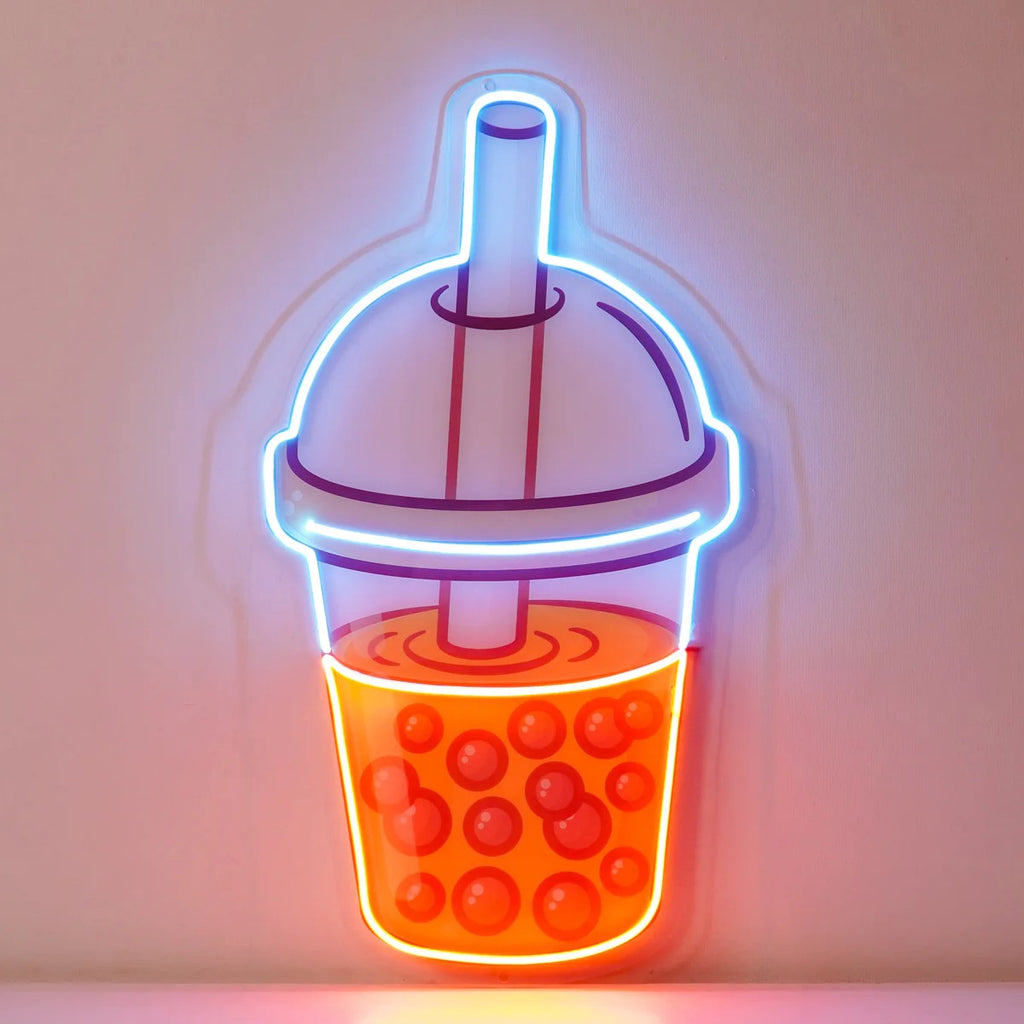 Orange Milktea Neon Acrylic Artwork