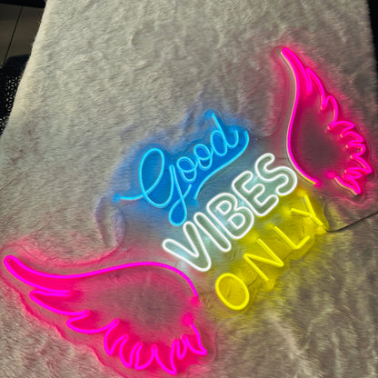 Good Vibes Only with Wings Neon Sign