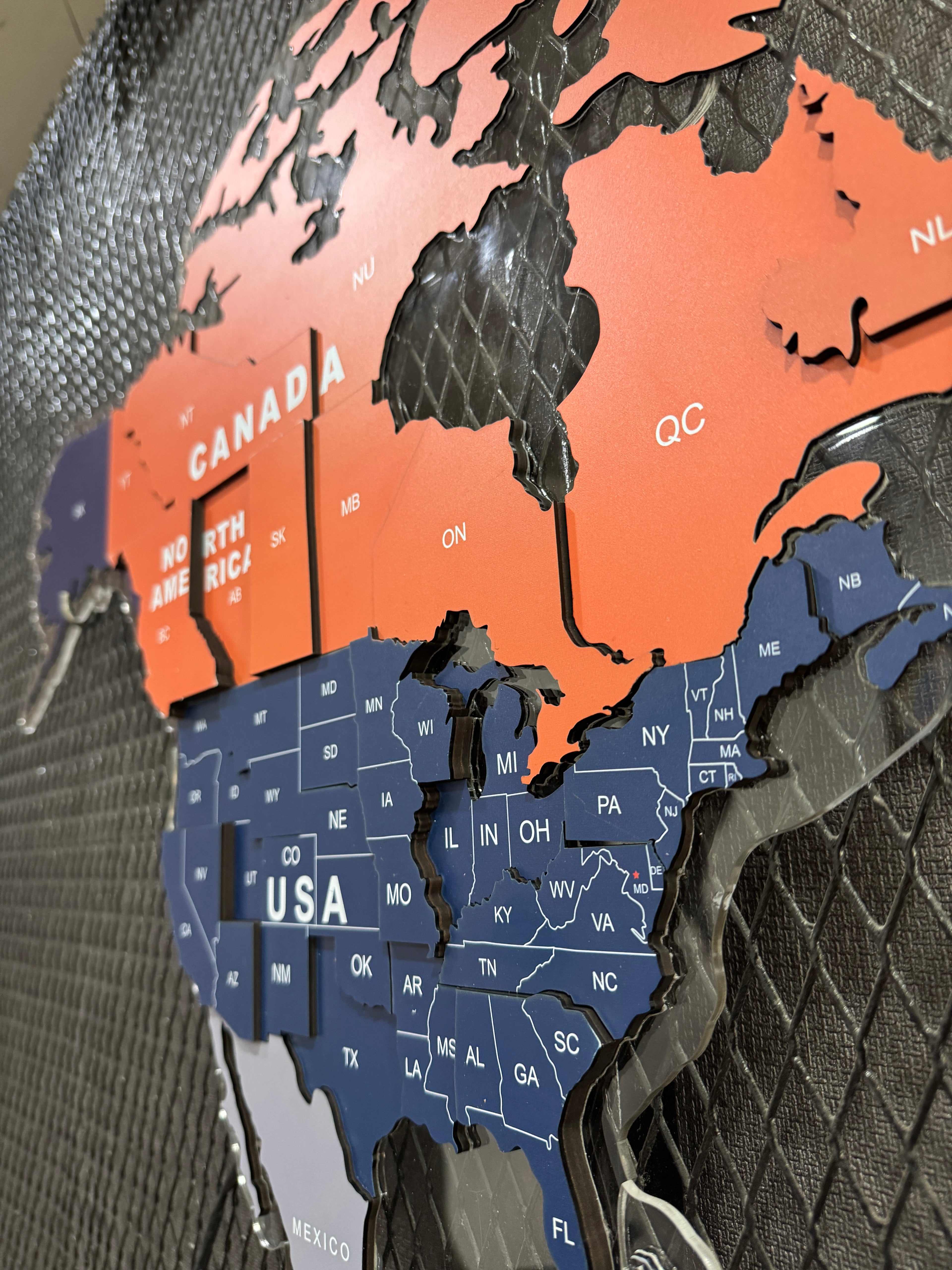 Premium LED Backlit Wooden World Map Wall Art with City Skyline