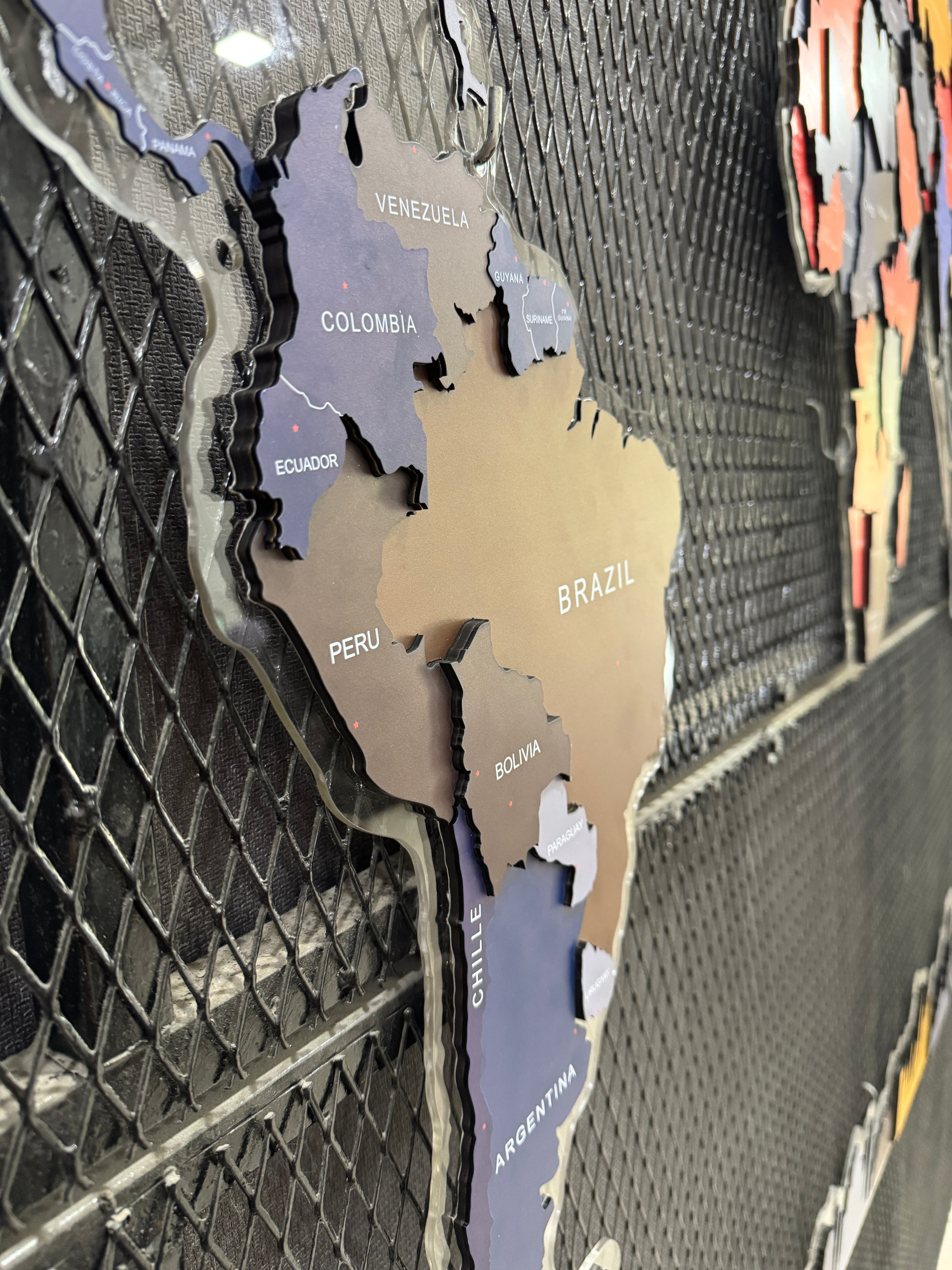Premium LED Backlit Wooden World Map Wall Art with City Skyline