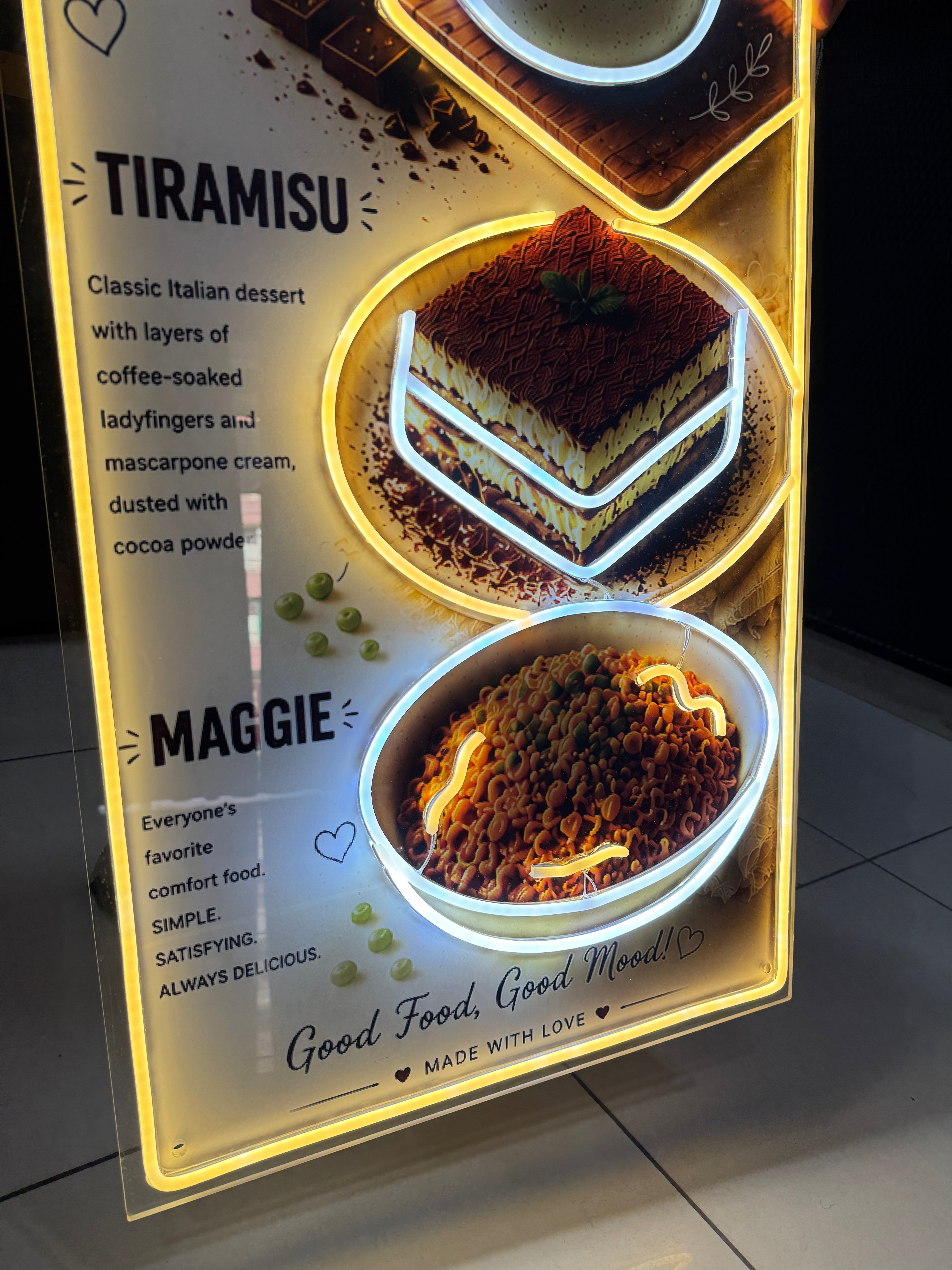 Custom Food Menu Neon Artwork