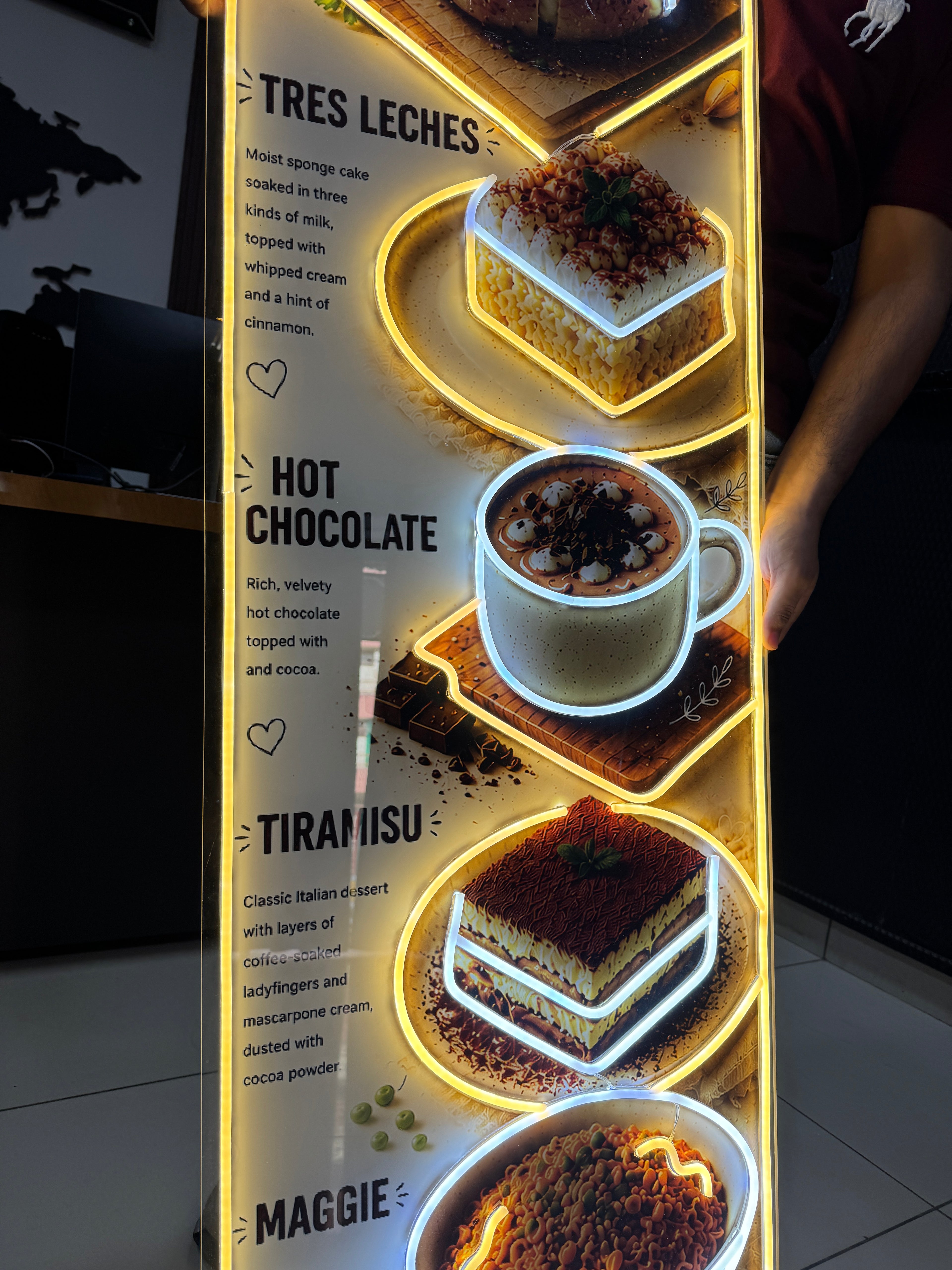 Custom Food Menu Neon Artwork