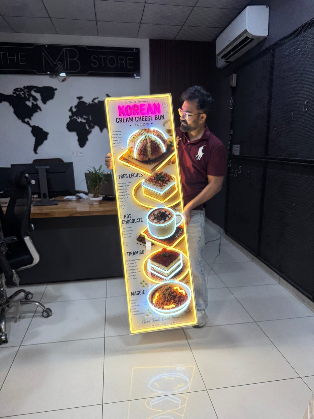 Custom Food Menu Neon Artwork