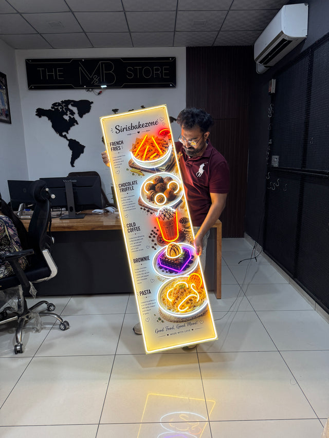 Custom Food Menu Neon Artwork