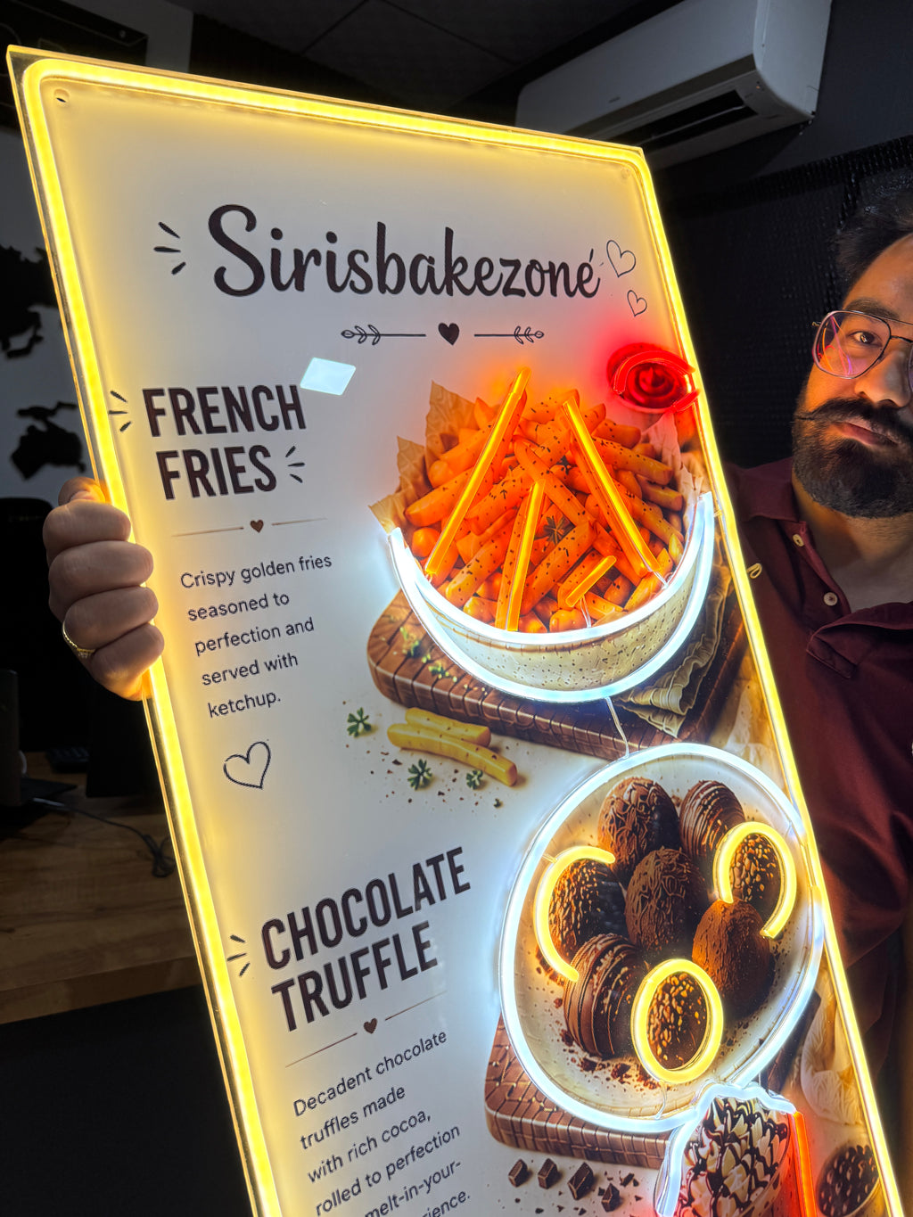 Custom Food Menu Neon Artwork