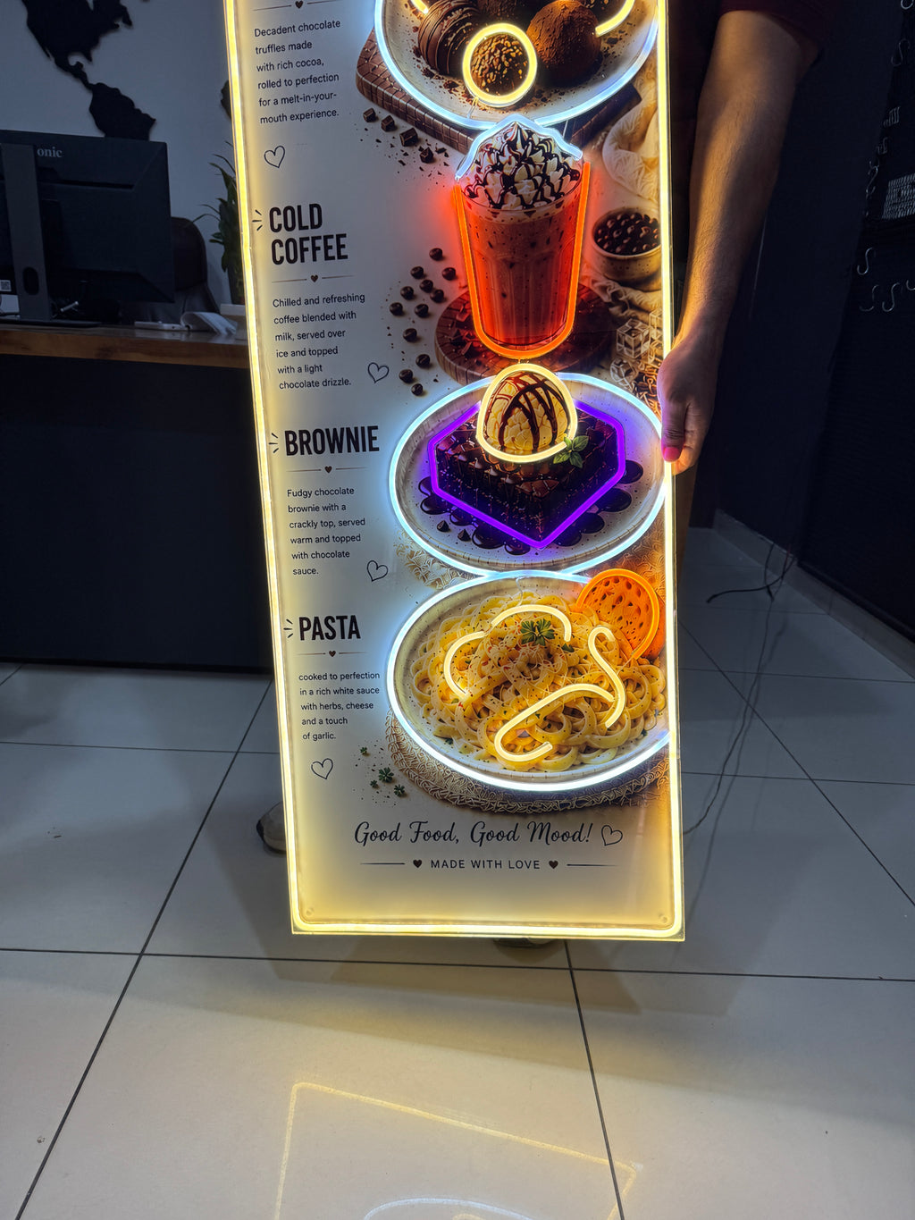 Custom Food Menu Neon Artwork