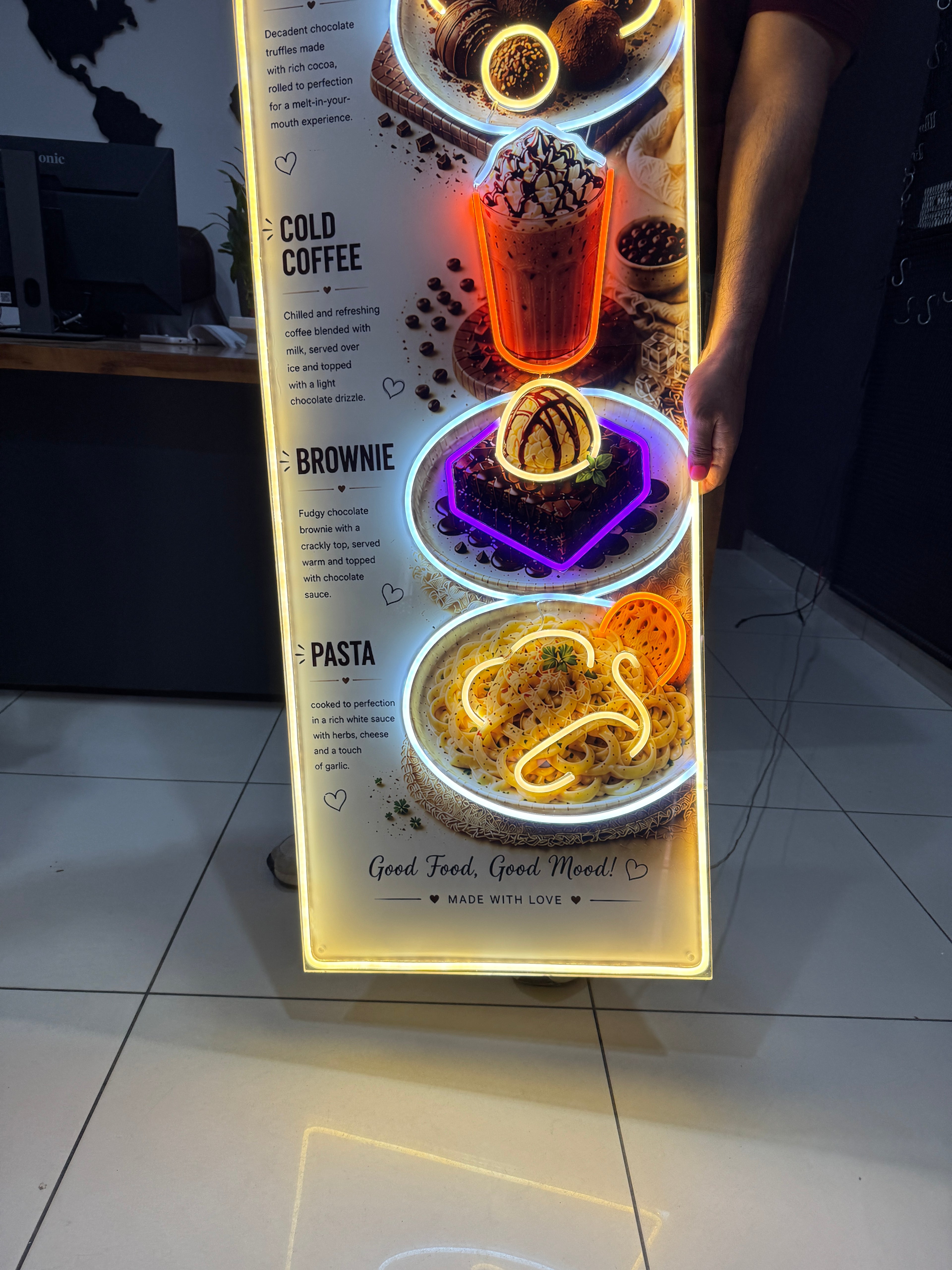 Custom Food Menu Neon Artwork