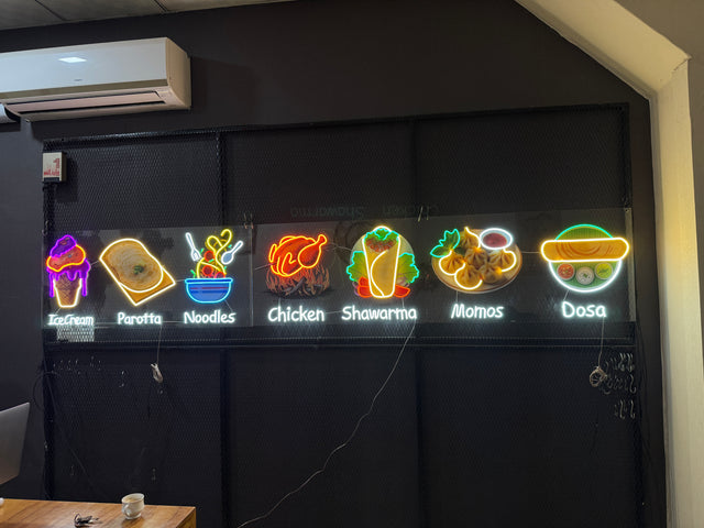Multiple Food Icons Neon Sign