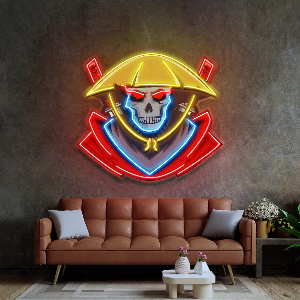 Dark Samurai Skull LED Sign Pop Art