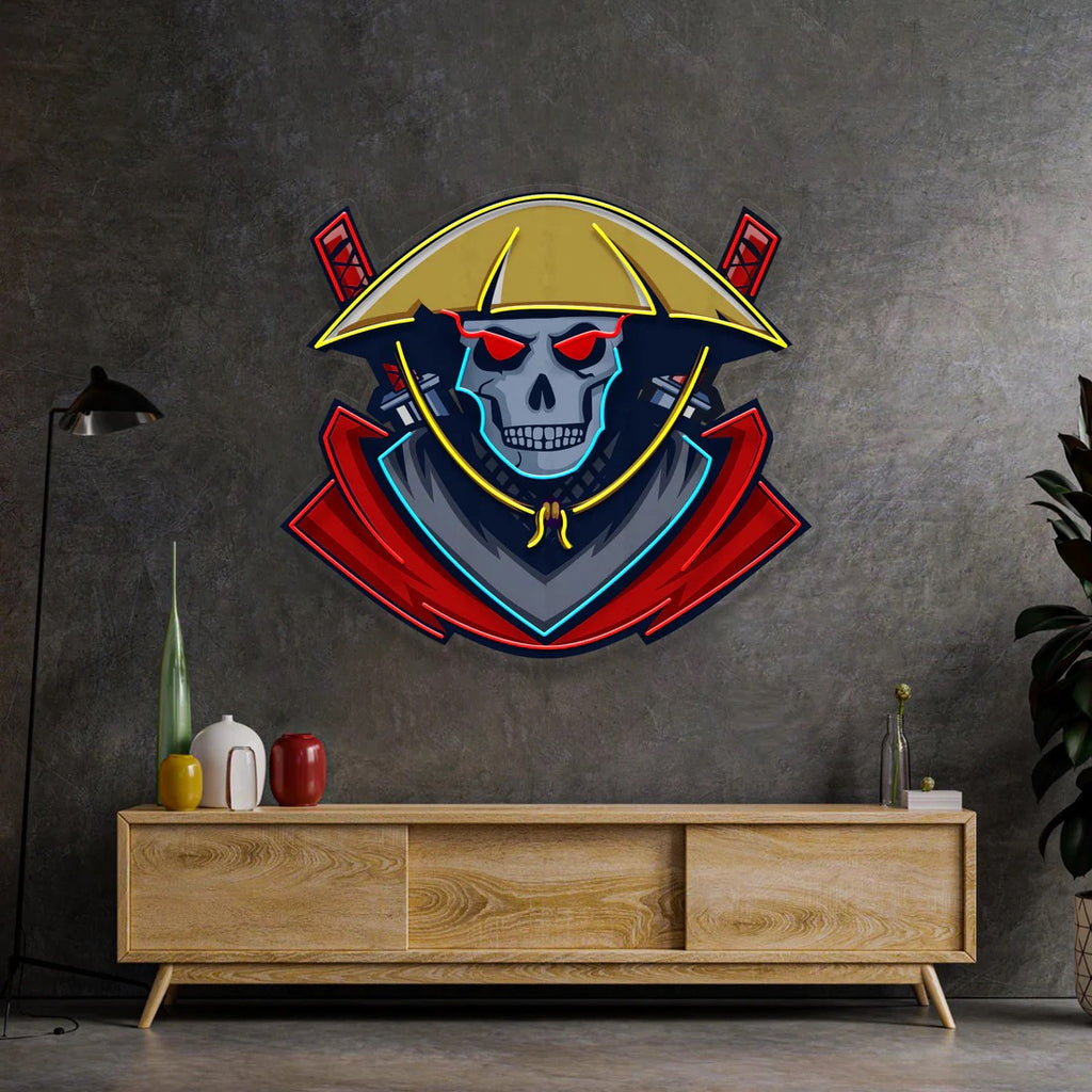 Dark Samurai Skull LED Sign Pop Art