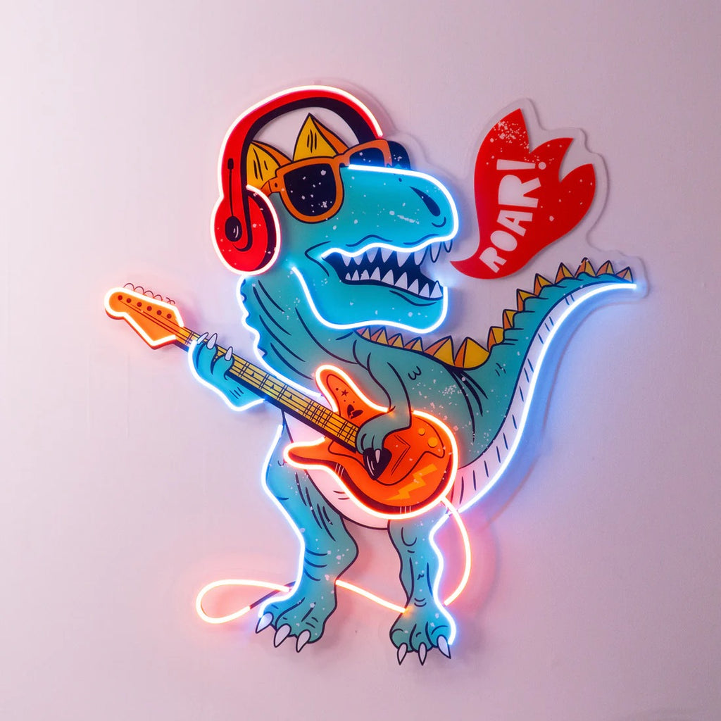 Ool Dinosaur Playing Guitar Pop Art