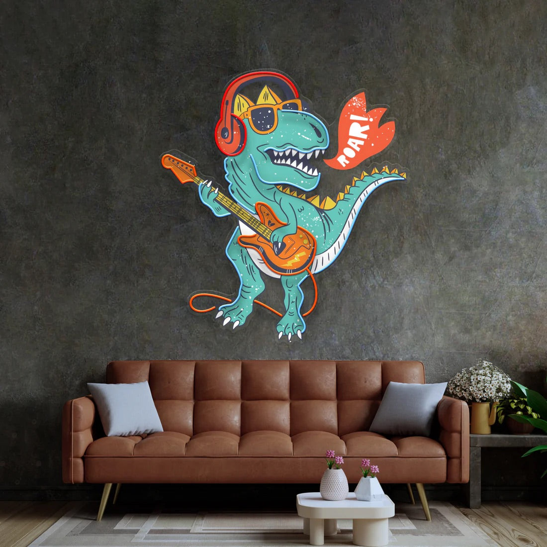 Ool Dinosaur Playing Guitar Pop Art